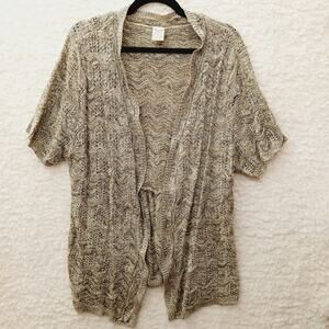 Sweater Cardigan Open Brown Tweed Boho Peplum Coastal Whimsycore Casual Size 3X